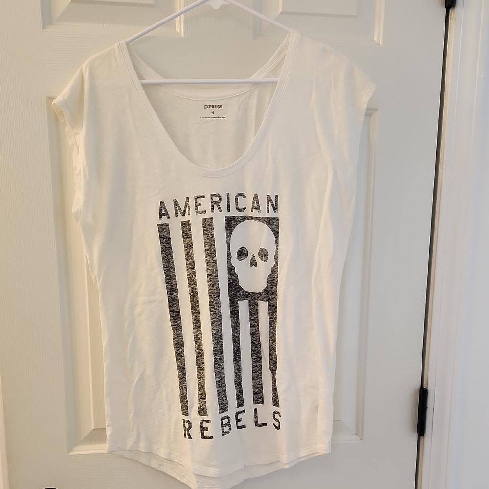 Express White Tee with Graphic Design
